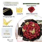 Ramo de Rosas Brillantes con Purpurina — Set 12 o 24 Rosas, San Valentín y Aniversario