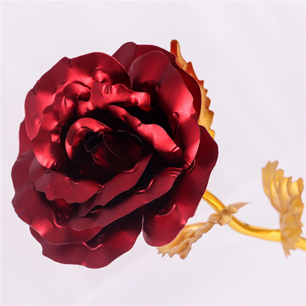 24K Eternal Rose Artificial Flowers Foil Plated Gold Rose Wedding Valentine's Day Decoration Mother's Day Gifts Fake Flower