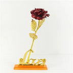 Galaxy Rose Eternal 24K Gold Flower Foil Plastic Artificial Roses Valentines Day Gift Beauty Golden Flowers for Wedding Decor