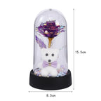 Artificial Rose Foil Flower Bear Decoration with LED Light for Girlfriend Eternal Rose Valentine's Day Wedding Christmas Gifts
