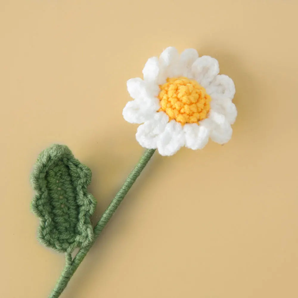 Hand Woven Roses Tulip Simulation Flower Preparation Handmade Flower Diy Wool Knitting Homemade Crochet Bouquet Finished Product