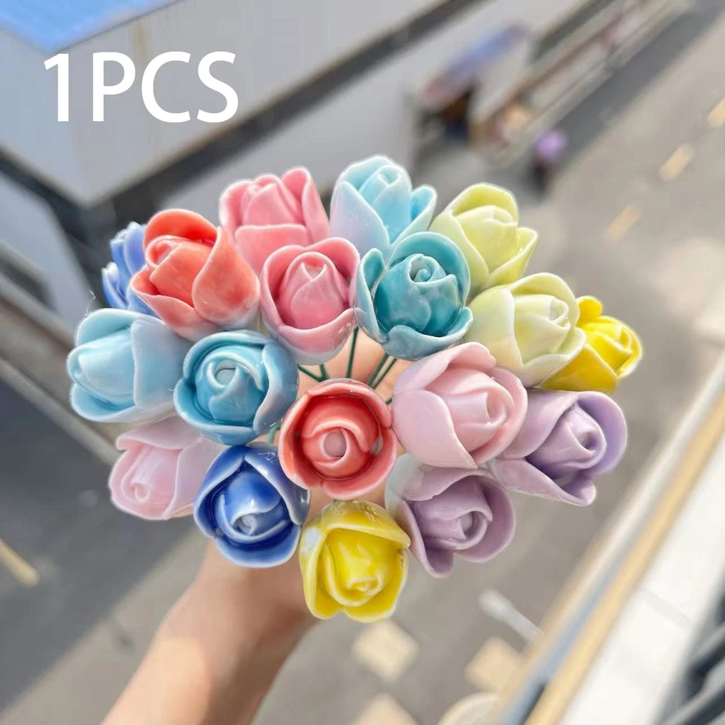 Jingdezhen Handmade Ceramic Eternal Flower, Hand Pinched Artificial Flower, Home Decor Craft Ornament