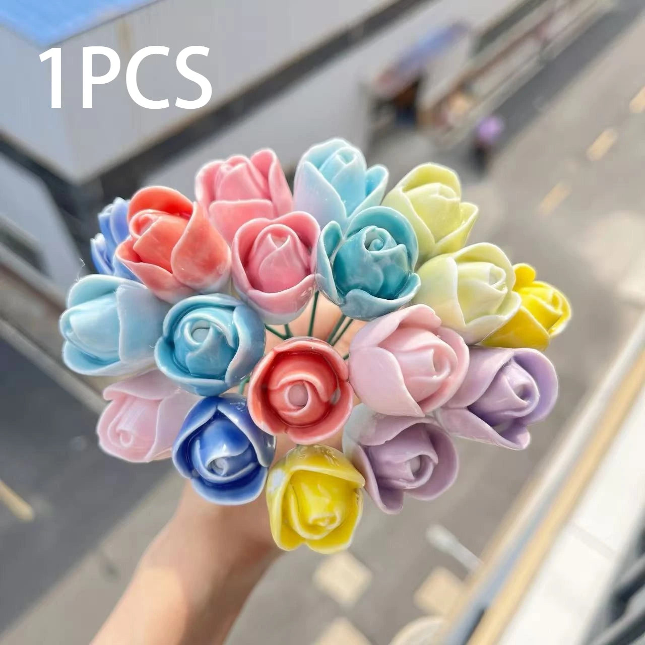 Jingdezhen Handmade Ceramic Eternal Flower, Hand Pinched Artificial Flower, Home Decor Craft Ornament