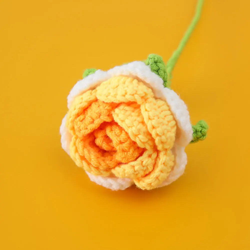 Hand Woven Roses Tulip Simulation Flower Preparation Handmade Flower Diy Wool Knitting Homemade Crochet Bouquet Finished Product