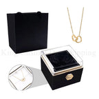 2025 New Eternal Real Rose Rotating box Double Heart Custom Engraved Name Steel Necklace for Valentines Birthday Jewelry Gift