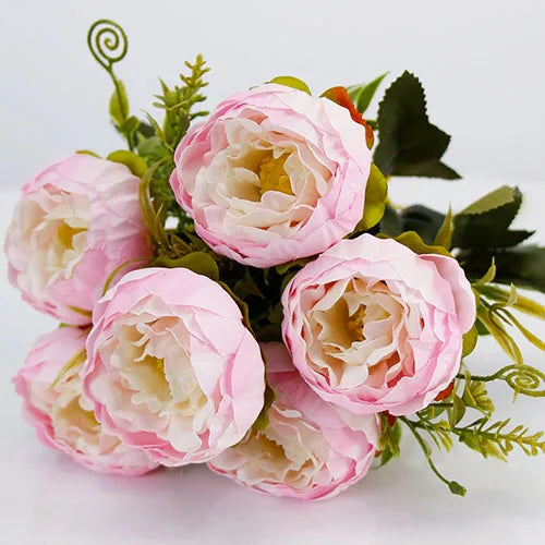 YO CHO Artificial Silk Rose Flower  6 Heads  Home Decoration  Wedding Party Aritificial Rose Flower