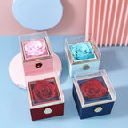 Eternal Rose Box -Heart Necklace & Soap Flower Gift Box Customize Heart Name Necklace Valentine's Day Gift for Women For Mom