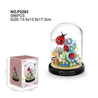 Eternal Flower Red Rose Bouquet Desktop Decoration Bonsai Romantic Building Blocks Bricks DIY Toy Valentine's Day Gift for Girls
