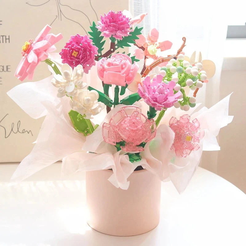 Eternal Block Flower Assembly Bouquet Desktop Decoration Block Flower Children's Puzzle Assembly Toy Bouquet