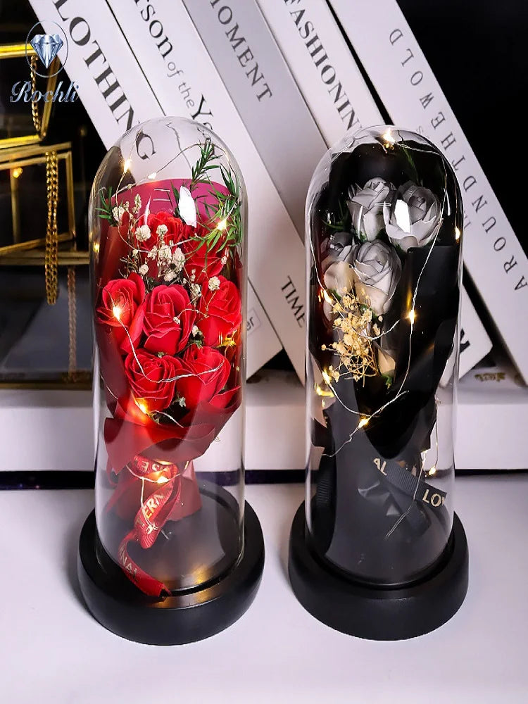 Rose Eternal Life Flower Starry Sky Glass Cover Living Room Decor Gift for Girlfriend Birthday Gift Valentine's Day Mother's Day