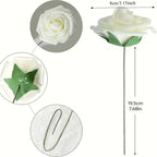 Rosas Artificiales Ultra Realistas con Tallo — Set 25 Unidades, 7 Colores, Hogar y Boda