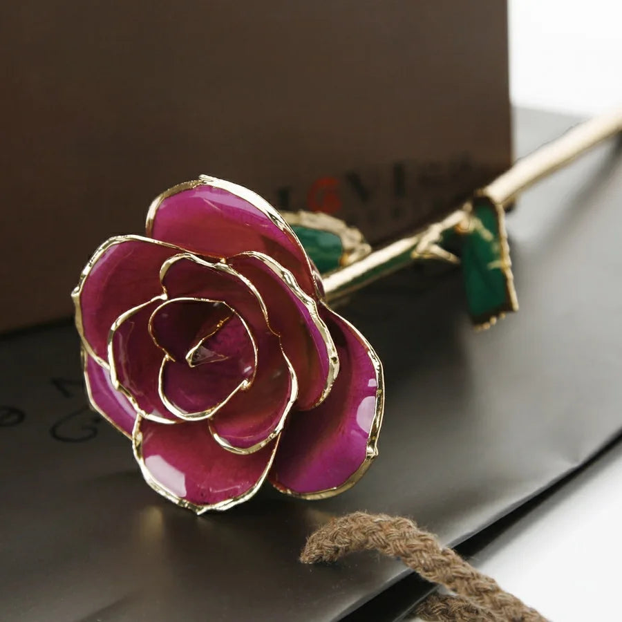 24K Plated Gold Roses Valentine's Gift Girlfriend Anniversary Mother's Day Gift 29CM Artificial Flowers Eternal Rose ForeverLove