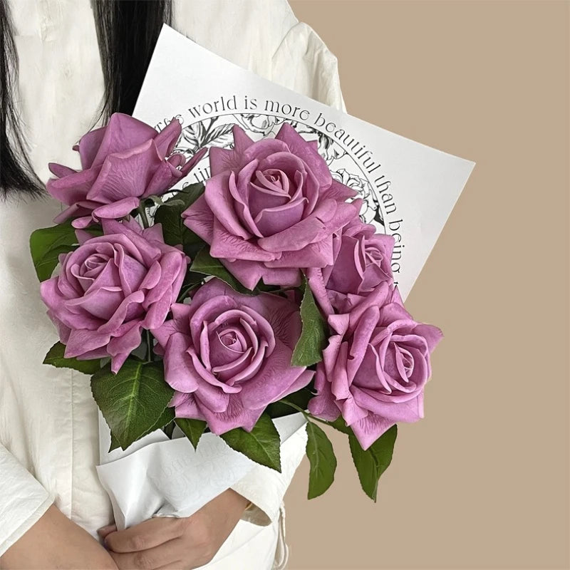 Simulation Moisturizing Rose Artificial Flowers Real Touch Rose Decor Wedding Bouquet Wedding Party Home Decorative Flowers
