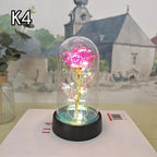 LED Eternal Red Rose in Glass Dome, Realistic Artificial Flower with Soft Light - Timeless Valentine's Day Gift