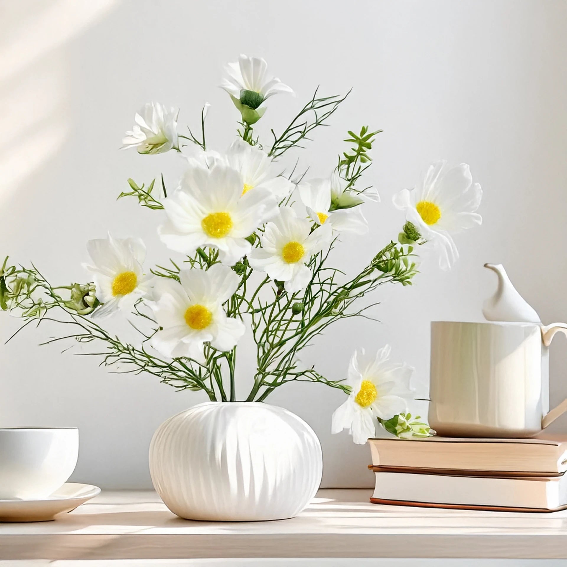 Rosa Cosmos Tallo Individual — Estilo Natural, 4 Colores