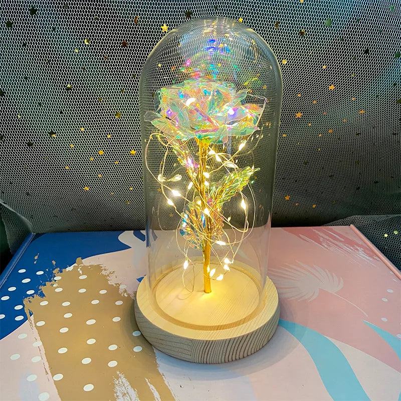 Rose Light Beautiful Realistic Looking Night Light Rose Eternal Flower Party Supplies LED Simulation Rose Flower Valentine's Day