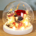 Artificial Flower Tulip Eternal Rose Flower Wedding Decor Handmade DIY LED Night Lamp Foil Glass Dome Preserved Flower Xmas Gift