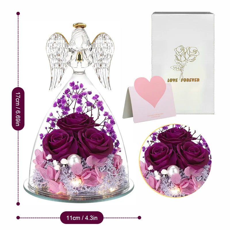 LED Eternal Rose Flower Cover Anniversary Valentine Mothers Day Birthday Thanksgiving Gift Bedroom Table Decote For Boy And Girl