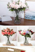 Real Touch Romantic Rose Artificial Flowers (1 Flower + 2 Buds) Moisturizing Texture for Home Decor Wedding Bridal Bouquet
