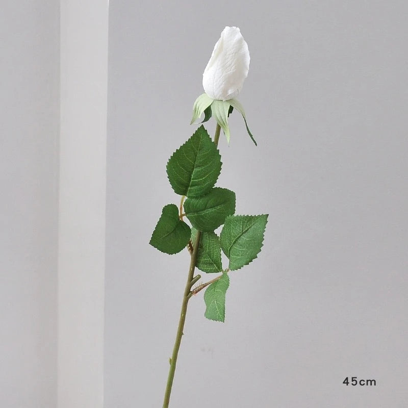 45CM Artificial Rose Bud with Moisturizing Touch Silk Flower for Home Living Room Entrance Decoration Photography Prop