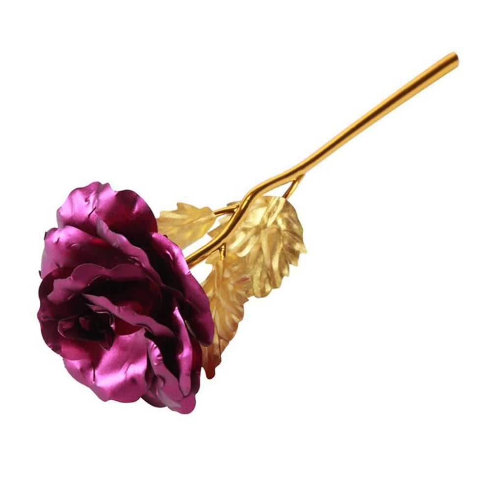 24K Eternal Rose Artificial Flowers Foil Plated Gold Rose Wedding Valentine's Day Decoration Mother's Day Gifts Fake Flower