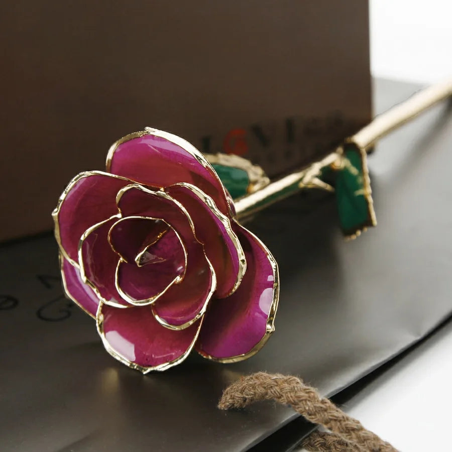 24K Plated Gold Roses Valentine's Gift Girlfriend Anniversary Mother's Day Gift 29CM Artificial Flowers Eternal Rose ForeverLove