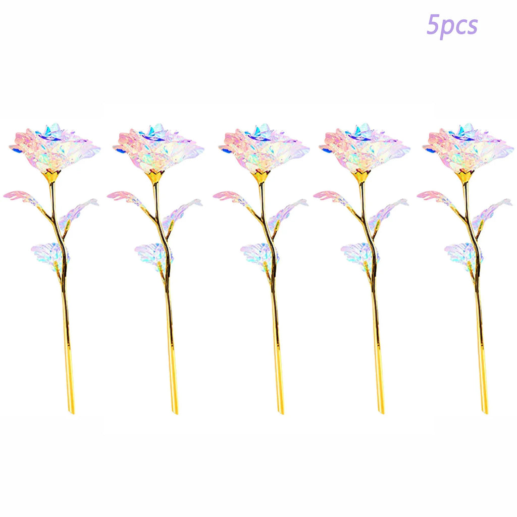 5-50pcs Eternal Rose Colorful Galaxy Artificial Flowers 24k Gold Foil Artificial Rose For Girlfriend Valentine'S Day Gifts