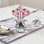 Crystal Gemstone Rose Flower Colourful Rose Bouquet Eternal Ornament Gift Figurine Red Decorative Rose Rose