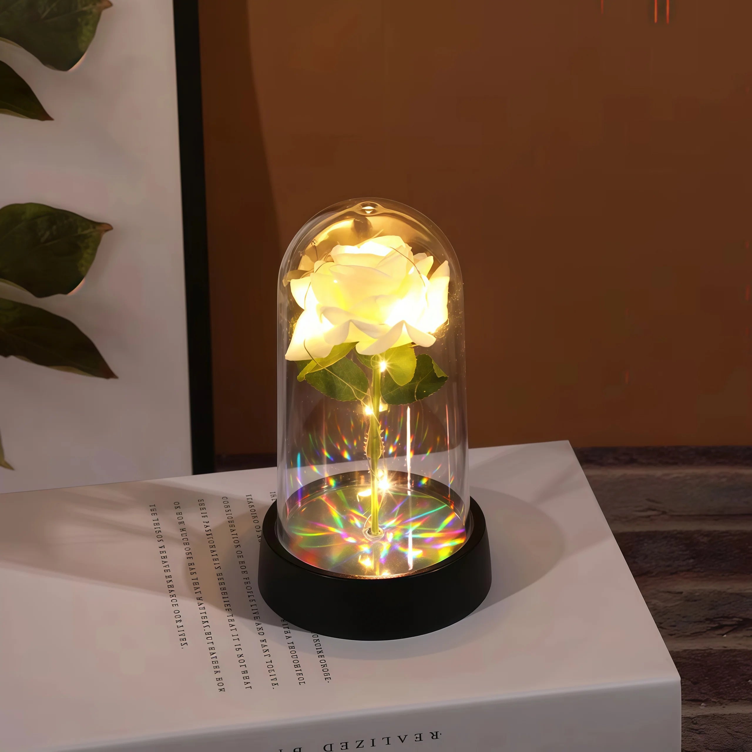 1pc Wedding Birthday Valentine Day Gift Eternal Rose Flower Colorful Luminous Ornament For Women Mom Girlfriend Wife Home Decora