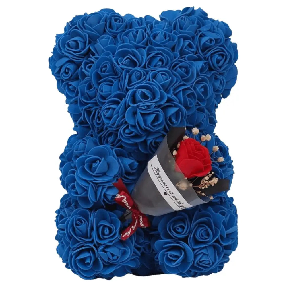 24cm Size Eternal Rose Bear Long Lasting Foam Flowers Rose Bear Artificial Rose Creative Design Artificial Flower Gift
