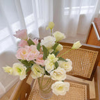 Large Artificial Eustoma Grandiflorum Roses Silk Simulation Flowers Home Wedding Garden Home Party Decoration Flores With Leaves