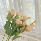 Large Artificial Eustoma Grandiflorum Roses Silk Simulation Flowers Home Wedding Garden Home Party Decoration Flores With Leaves
