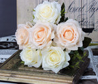 YO CHO Artificial Silk Rose Flower  6 Heads  Home Decoration  Wedding Party Aritificial Rose Flower