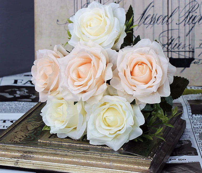 YO CHO Artificial Silk Rose Flower  6 Heads  Home Decoration  Wedding Party Aritificial Rose Flower