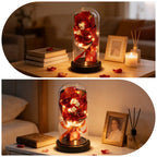 Rose Eternal Life Flower LED Starry Sky Glass Cover Living Room Decor Gift Ornament Perfect Valentine's Day Christmas Gift