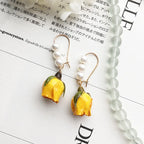 Immortal Rose Flower Earrings Elegant Epxoy Resin Dried Flower Earrings Colorful Rose Natural Plant Hoop Earrings Custom Jewelry