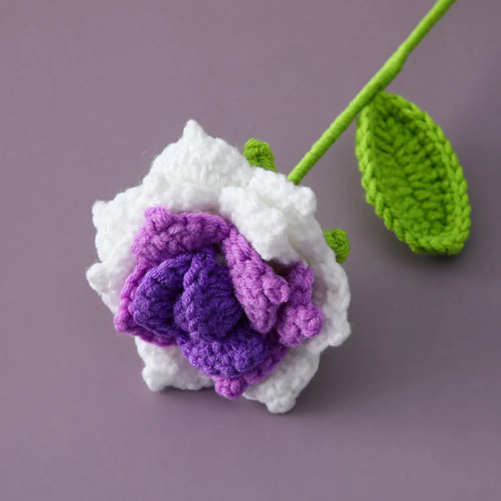 Hand Woven Roses Tulip Simulation Flower Preparation Handmade Flower Diy Wool Knitting Homemade Crochet Bouquet Finished Product