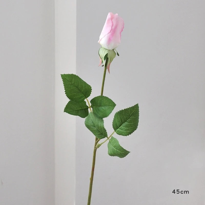 45CM Artificial Rose Bud with Moisturizing Touch Silk Flower for Home Living Room Entrance Decoration Photography Prop