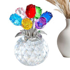 Crystal Gemstone Rose Flower Colourful Rose Bouquet Eternal Ornament Gift Figurine Decor Rose For Anniversary Valentines Gifts