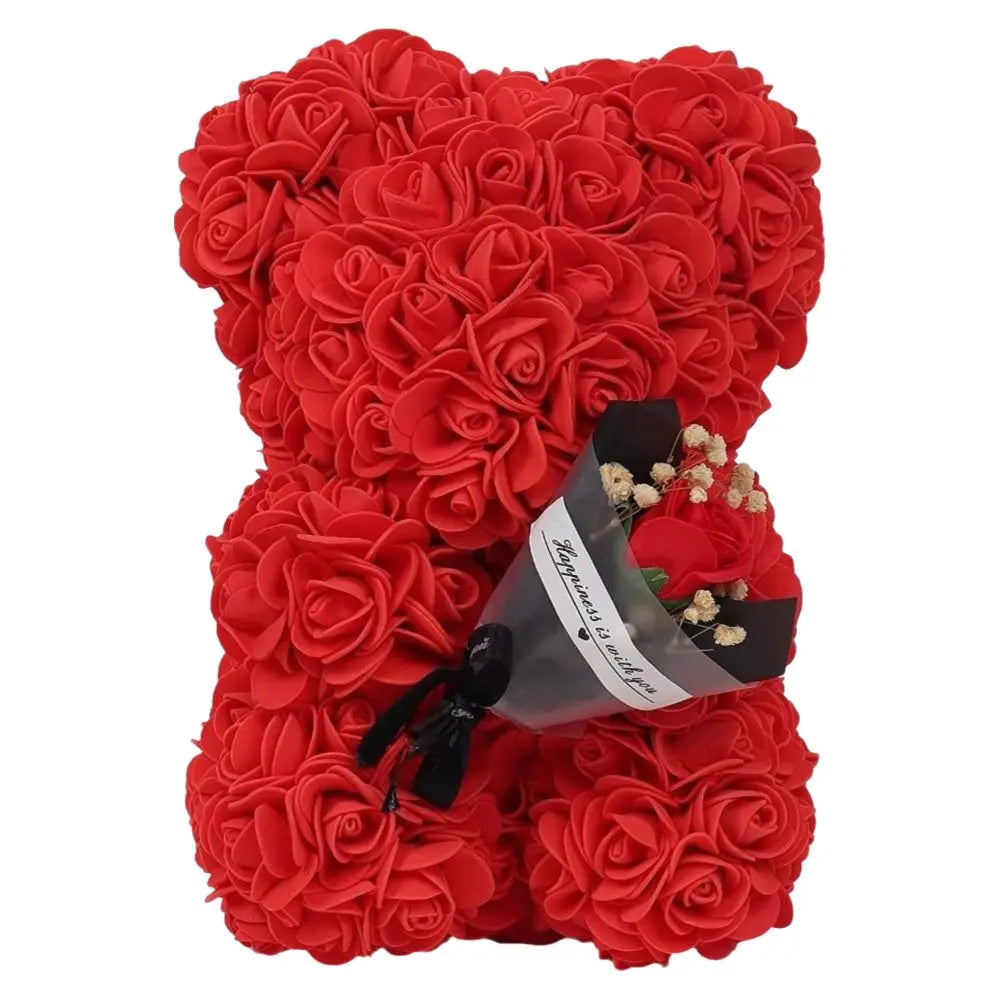 24cm Size Eternal Rose Bear Long Lasting Foam Flowers Rose Bear Artificial Rose Creative Design Artificial Flower Gift