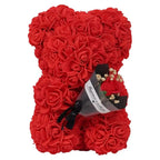 24cm Size Eternal Rose Bear Long Lasting Foam Flowers Rose Bear Artificial Rose Creative Design Artificial Flower Gift