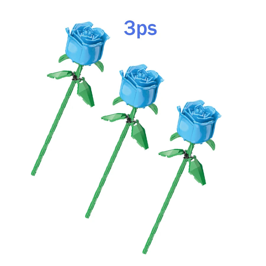 Eternal Building Rose Couple 3D Red/Pink/Blue Rose Toys Bouquet Love Home Decoration Mother's Day Valentine's Day Birthday Gift