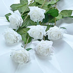 7pcs Pink Rose Artificial Flowers Real Touch Silk Flowers For Home Wedding Table Bouquet Party Decoration