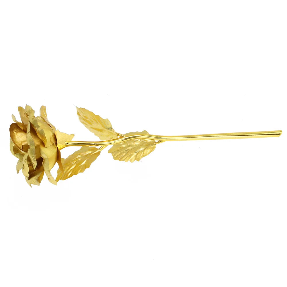 24K Eternal Rose Artificial Flowers Foil Plated Gold Rose Wedding Valentine's Day Decoration Mother's Day Gifts Fake Flower