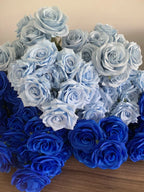 9Heads Roses Bouquet Artificial Flower light blue royal blue deep blue Rose Fake Rose Living Room  Decoration Wedding