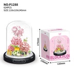 Eternal Flower Red Rose Bouquet Desktop Decoration Bonsai Romantic Building Blocks Bricks DIY Toy Valentine's Day Gift for Girls