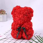 Eternal Rose Teddy Bear with Artificial Flower Birthday Anniversary Gift Decor Miniature Keepsake for Girlfriend Valentine Day