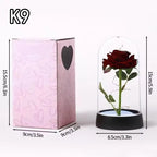 LED Eternal Red Rose in Glass Dome, Realistic Artificial Flower with Soft Light - Timeless Valentine's Day Gift