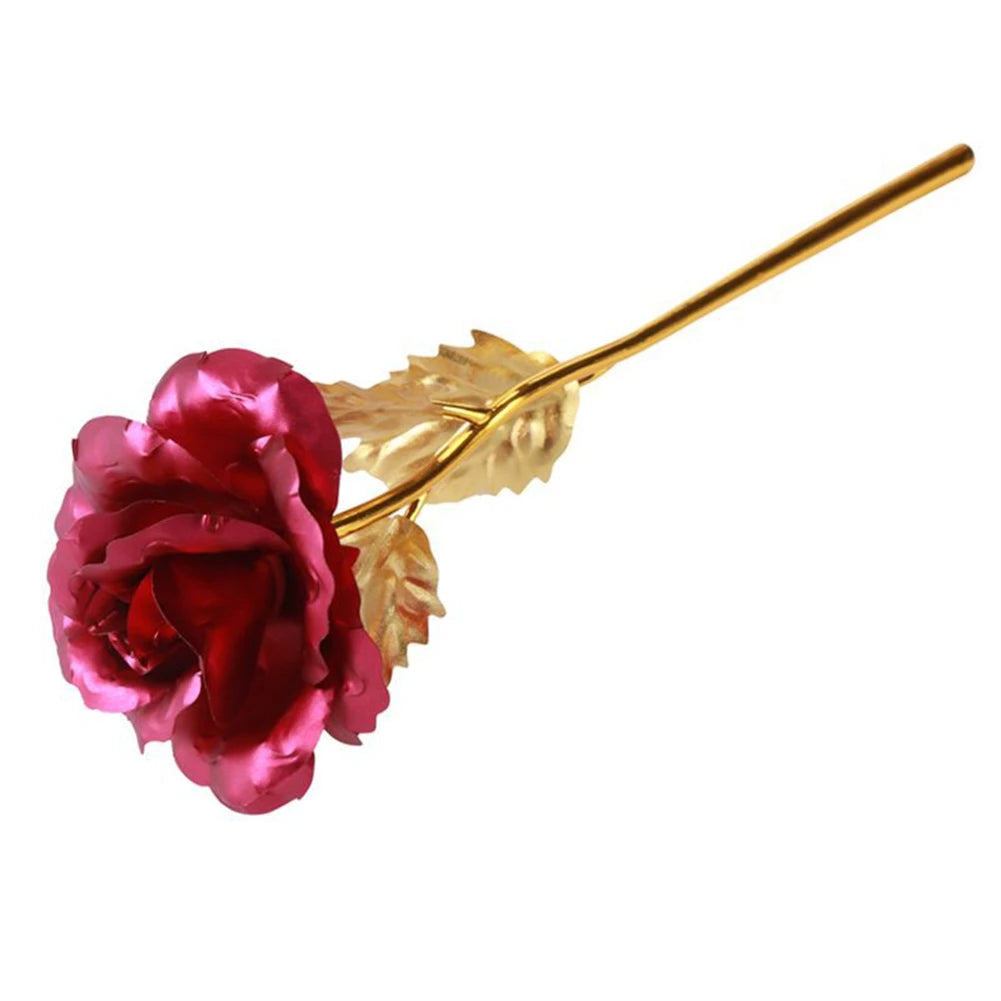 24K Eternal Rose Artificial Flowers Foil Plated Gold Rose Wedding Valentine's Day Decoration Mother's Day Gifts Fake Flower