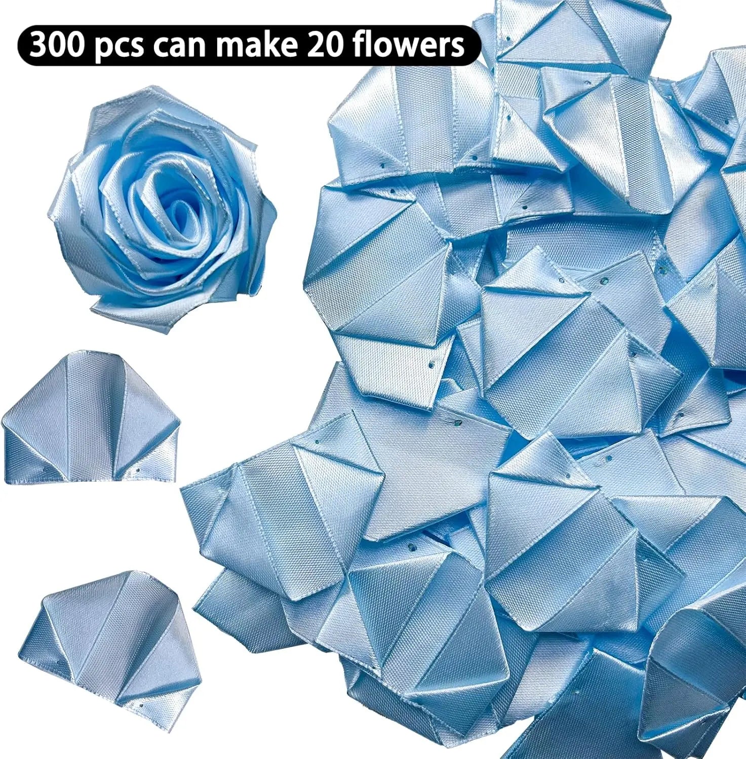 Yannew 300pcs Premade Handcrafted Silk Rose Petals for DIY Eternal Rose Flowers Bouquets with Stem Leaf Birthday Gifts for Women